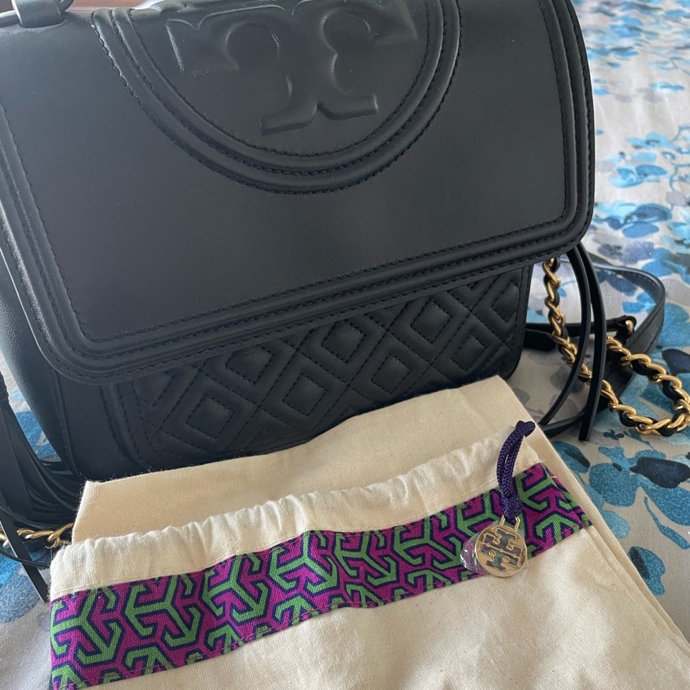 Tory Burch black top handle Crosby body bag with dust bag